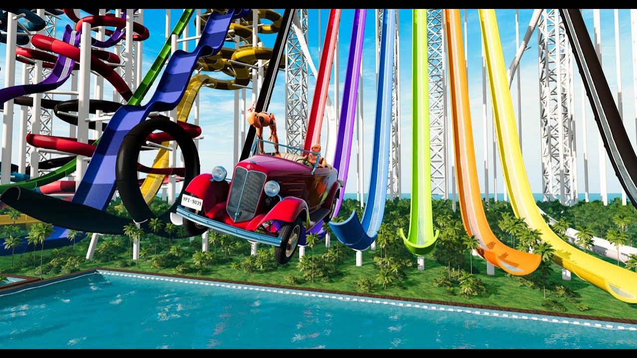 —The car crashed into the swimming pool-#1 BeamNG Drive.