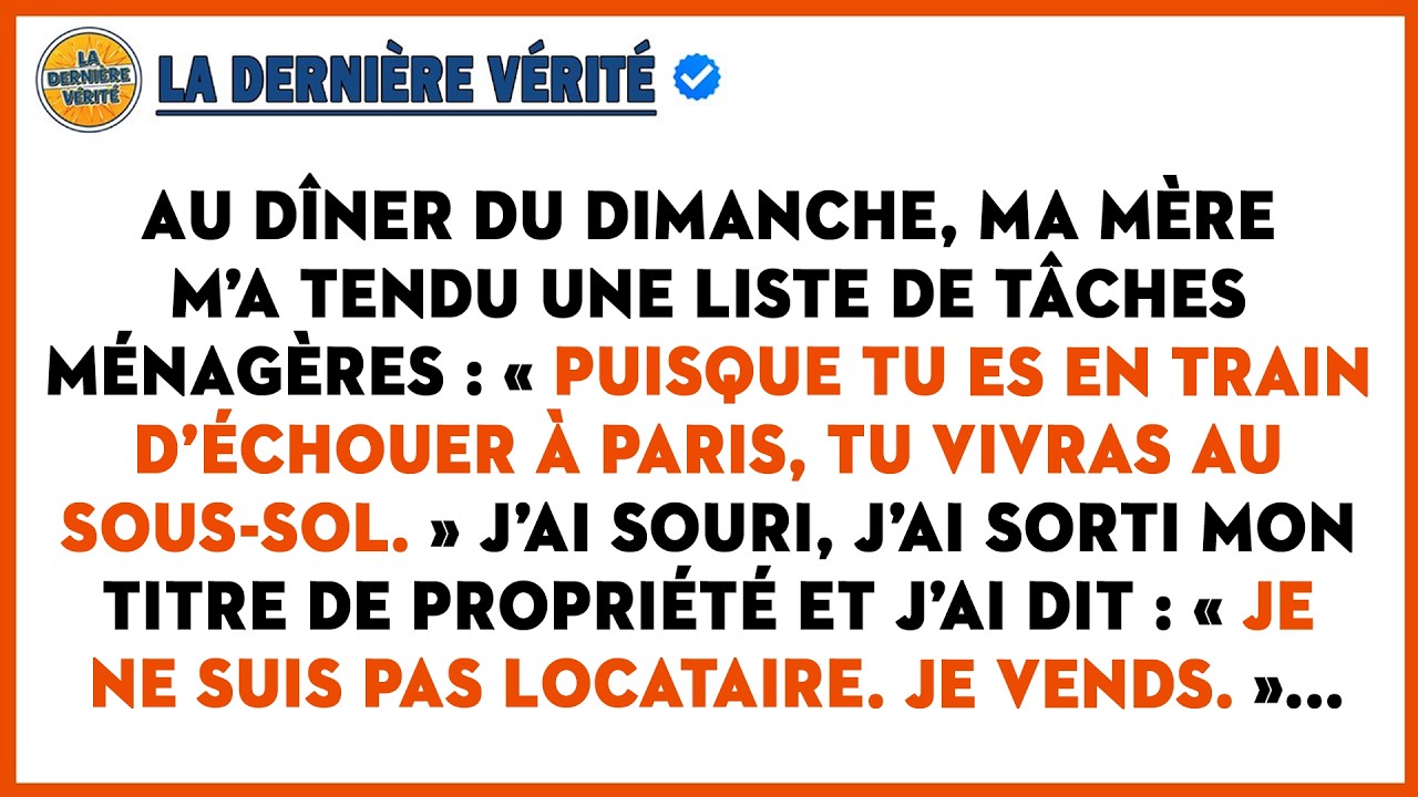 Ma Mère M’a Hurlé : « Tu Es En Train D’échouer, Tu Vivras Au Sous-sol », J’ai Répondu : « Je Ne...