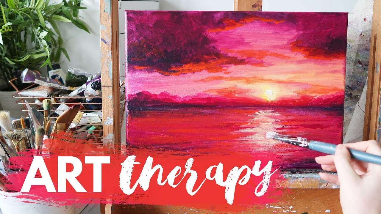 Therapy with Art | Sunset Acrylic Painting Tutorial [REAL TIME]