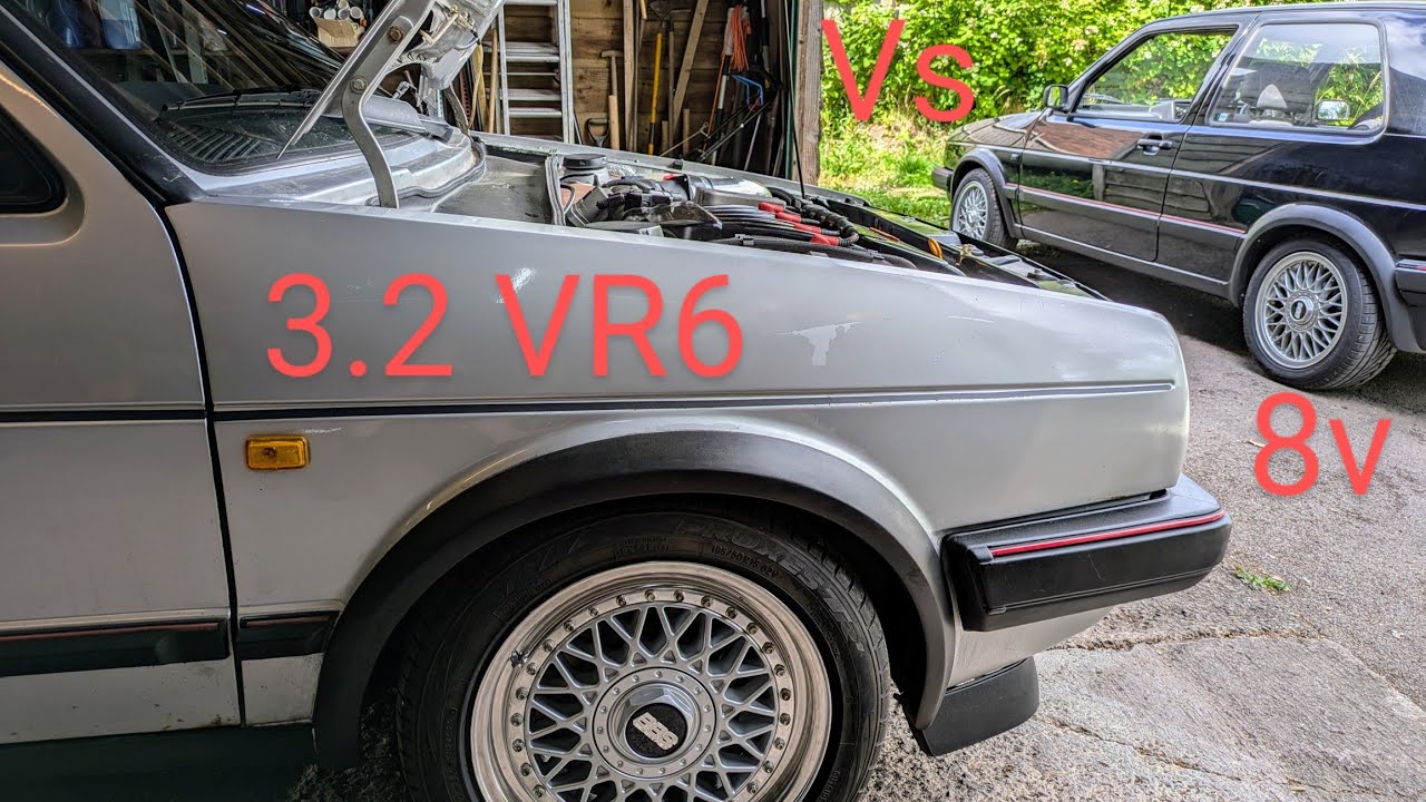 Driving my mk2 golfs 3.2 vr6 trackslag comfort system Vs 2.0 8v stainless exhaust sounds