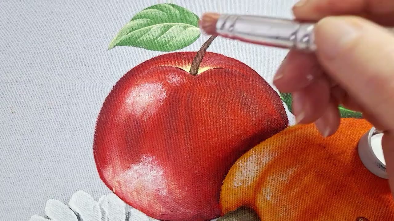 COMO PINTAR maçã 🍎 pintura em tecido para iniciantes #arte #shorst #pinturaemtecido