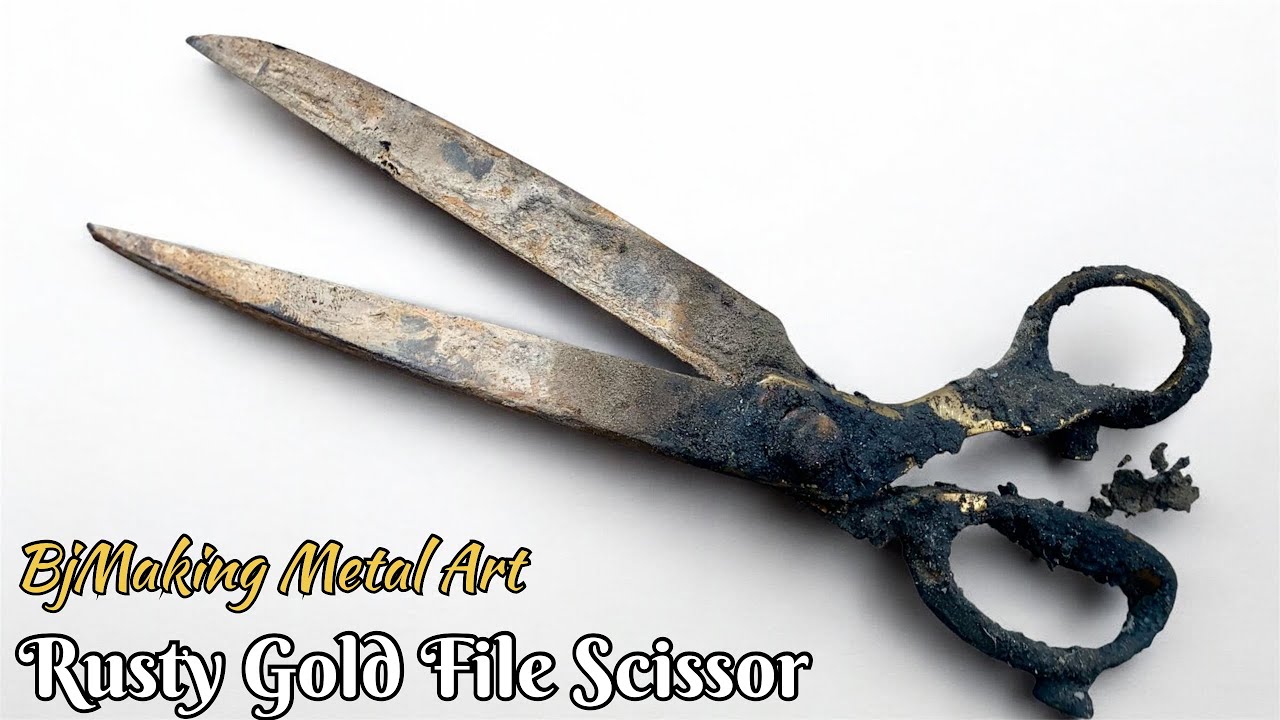 Restoring an Old Rusty Gold File Scissor to Like New Condition | Satisfying Metal Restoration