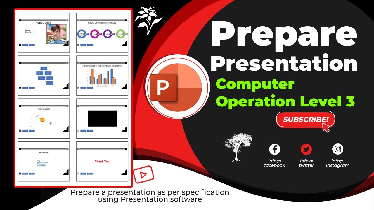 Prepare a presentation as per specification using Presentation software | Computer Operation Level 3