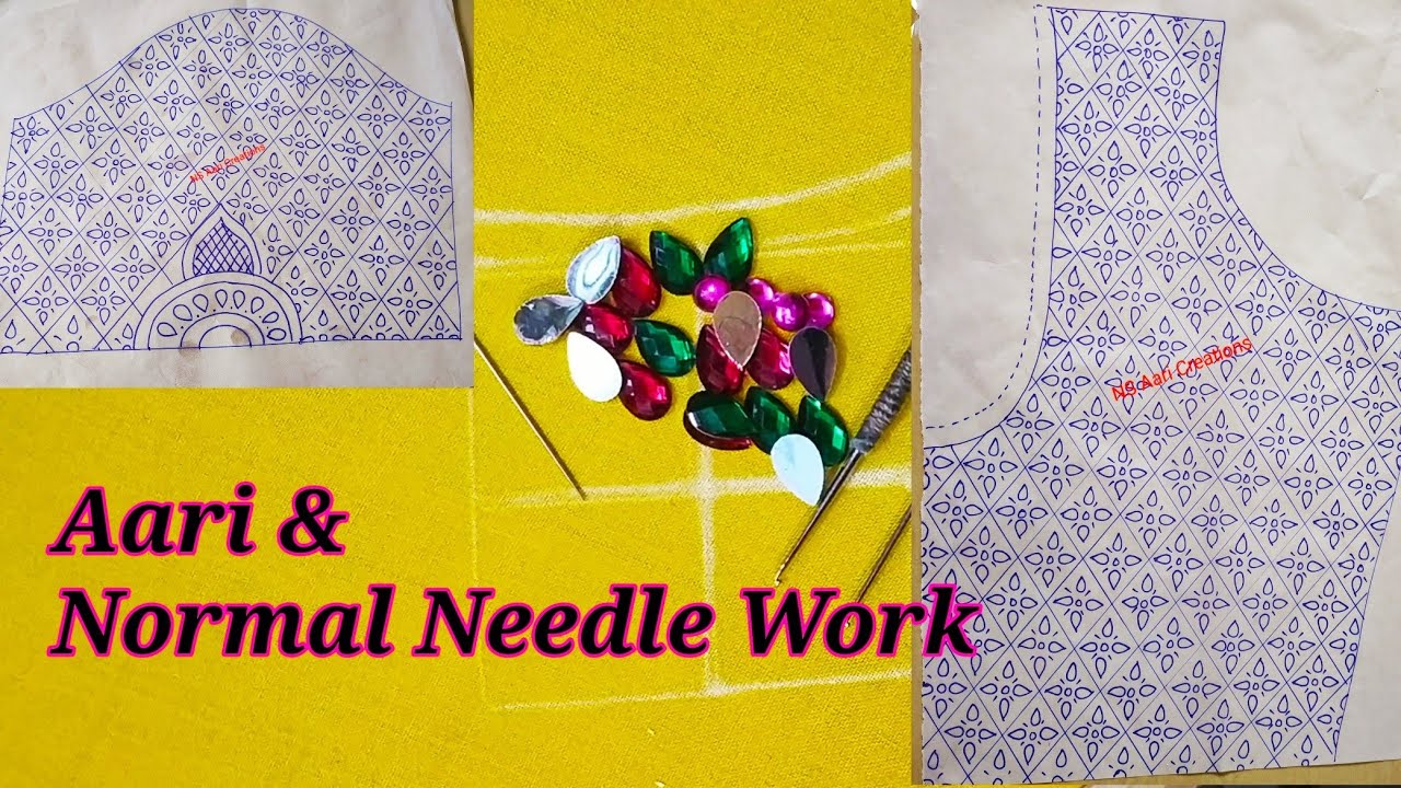 Allover Blouse Design With Aari Work & Normal Needle Stitching including Tracing Papers