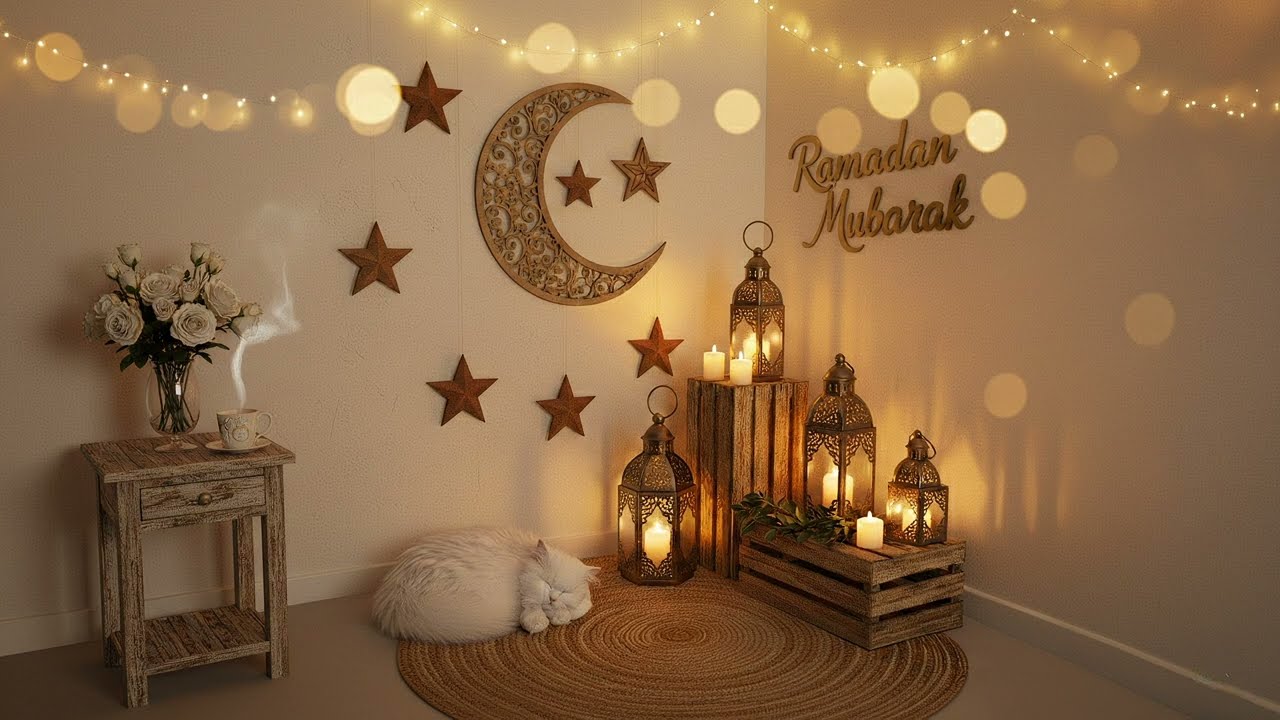 Ramadan TV Decor | Golden Warm Candles, Tea & Tranquil Home ☕ 2 hours
