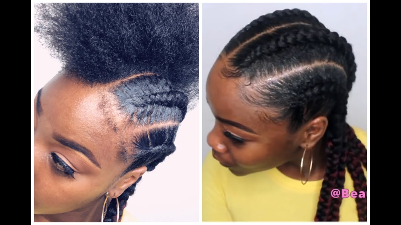 HOW TO: FOUR EASY AND SIMPLE BRAIDS ON NATURAL STRETCHED HAIR| NO HEAT| TRENDING STYLE