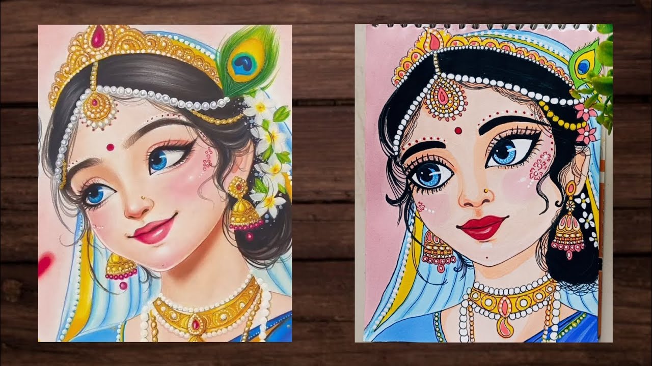 Aesthetic painting ||Radha rani 🙏||art ||paint colours ||artsy ||@tanisparkle