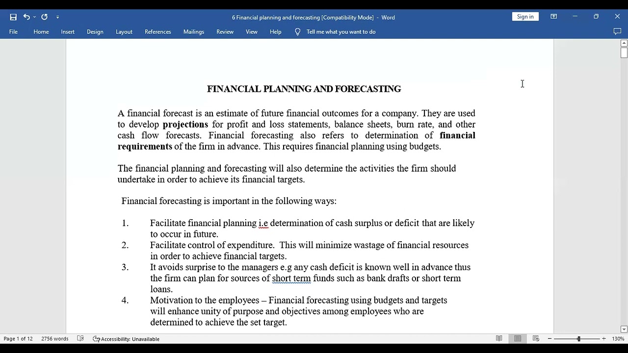 Introduction of Financial Forecasting