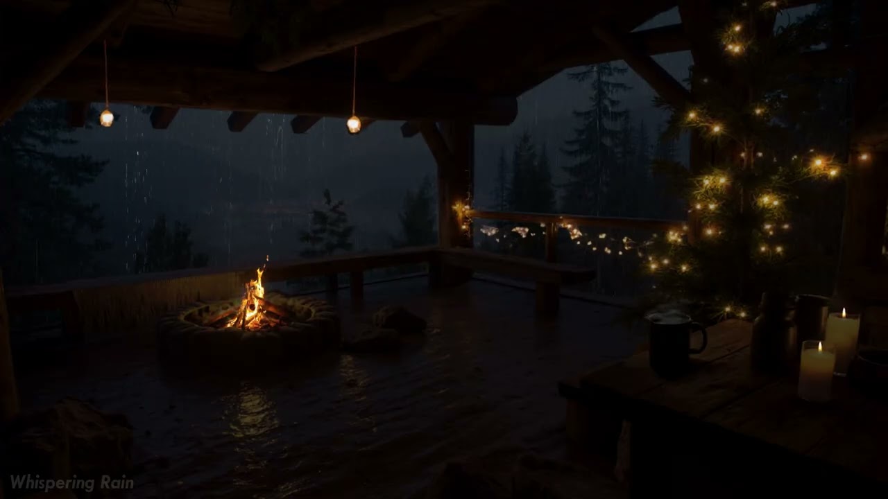 Relaxing Rain and Crackling Fire 🌧️🔥 Gentle Thunder for Cozy Evening Study & Sleep