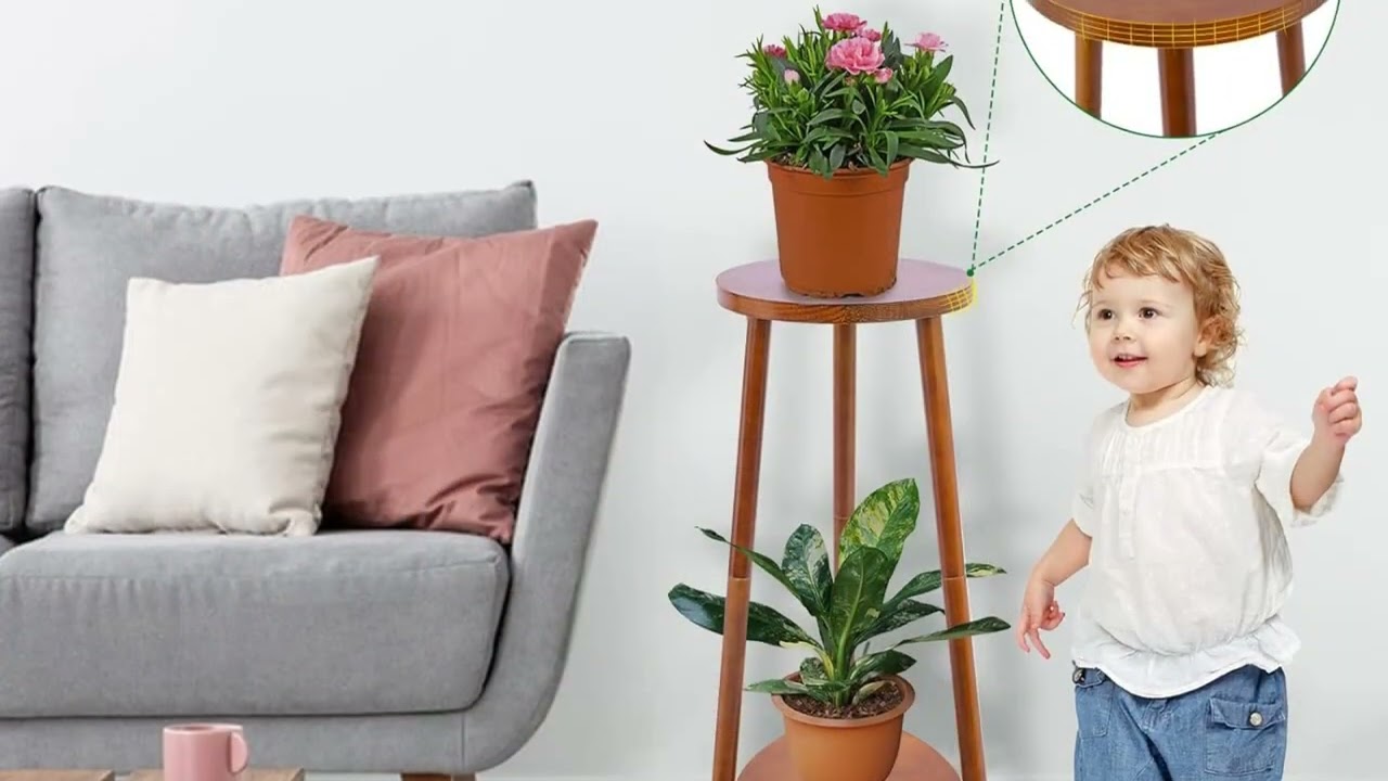 Stylish Tall Indoor Plant Stand! 2-Tier Wooden Flower Shelf for Living Room & Garden 🌿✨