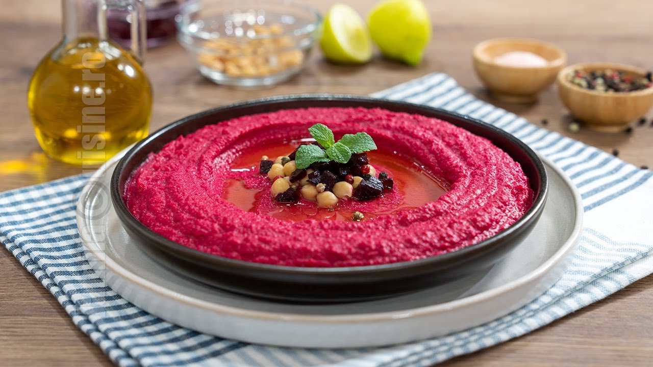 Hummus cu sfecla rosie, o reteta aromata si gustoasa de hummus 4K | JamilaCuisine