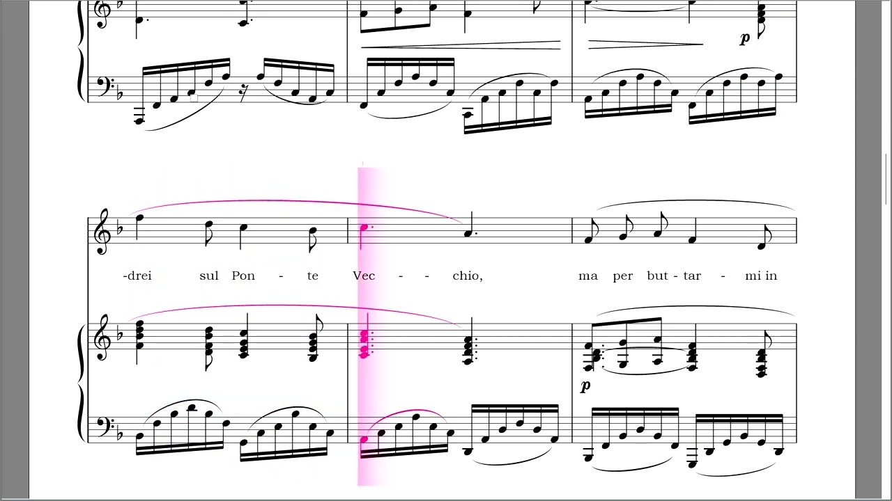 O mio babbino caro 私のお父様（プッチーニ）ヴォーカル＆ピアノ楽譜　移調譜（へ長調）自動再生
