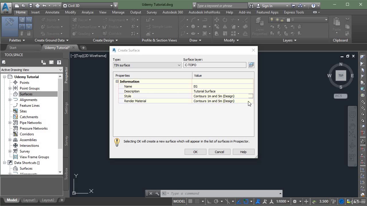 Surface Creation in AutoCAD Civil 3D 2018 Tutorial