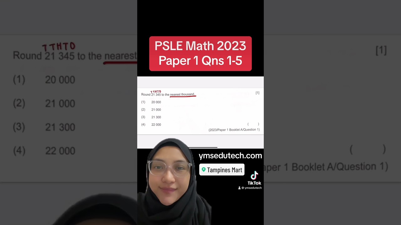 PSLE MATH 2023 Paper 1 Qns 1-5 #psle #pslemath #psletuition
