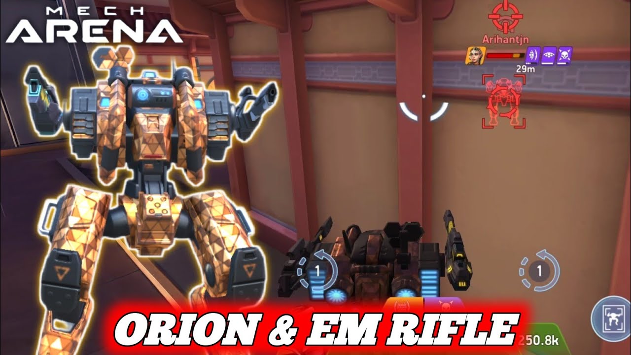 Maxed Orion with EM Rifle 16 and EM Rifle 8 Gameplay - Mech Arena