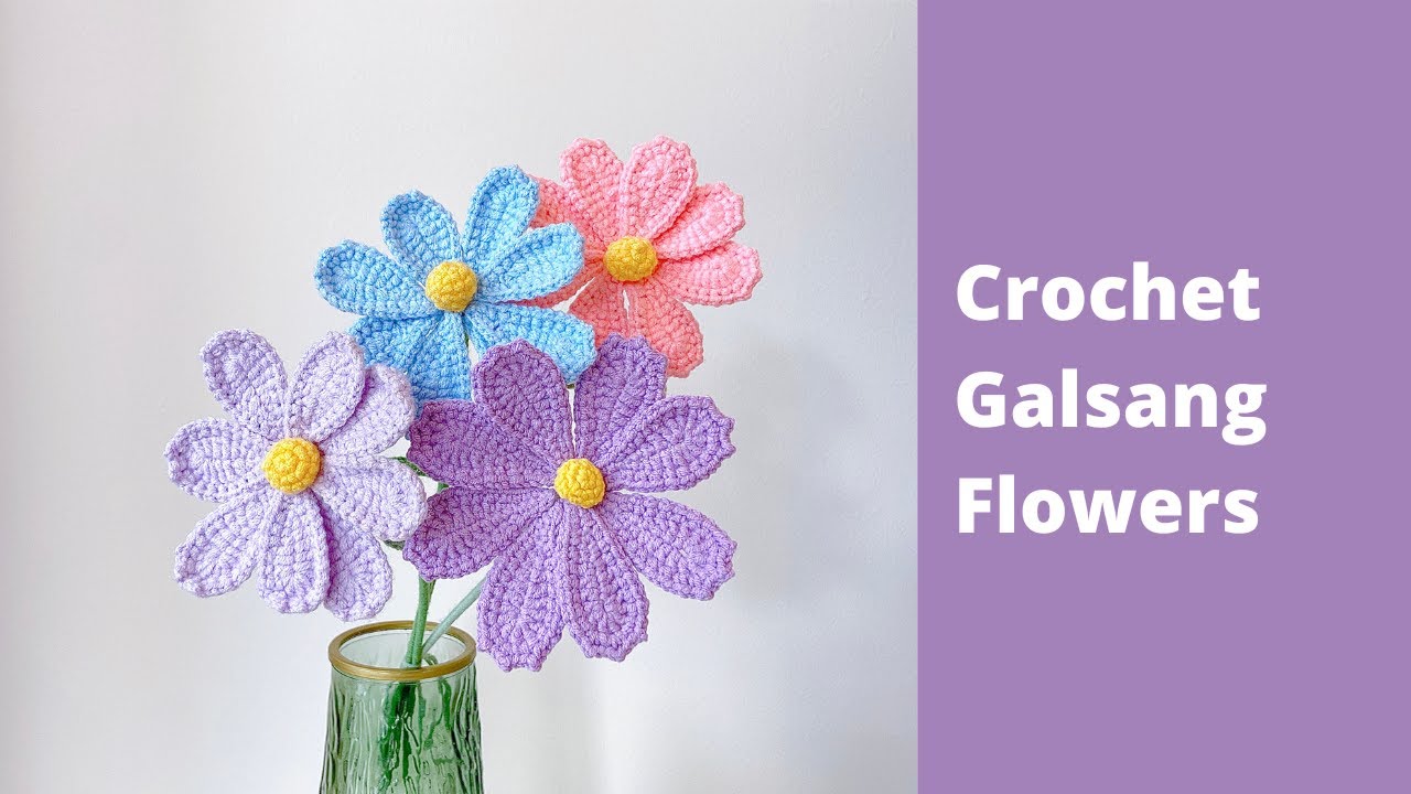 How to Crochet a Cosmos Flower ✿ Crochet a Galsang Flower | Crochet Flower Bouquet