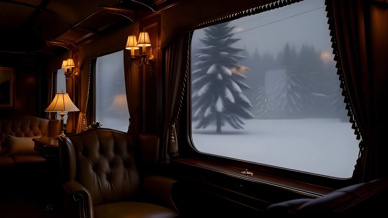 Luxury Train Journey in Snowstorm | Train Window View with Heavy Snow for Deep Sleep