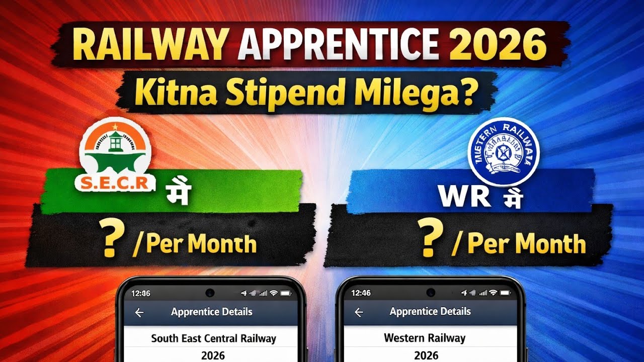 Railway Apprentice ko kitna Stipend milta hai 2026 #SECR Nagpur #Western Railway #Stipend Update 