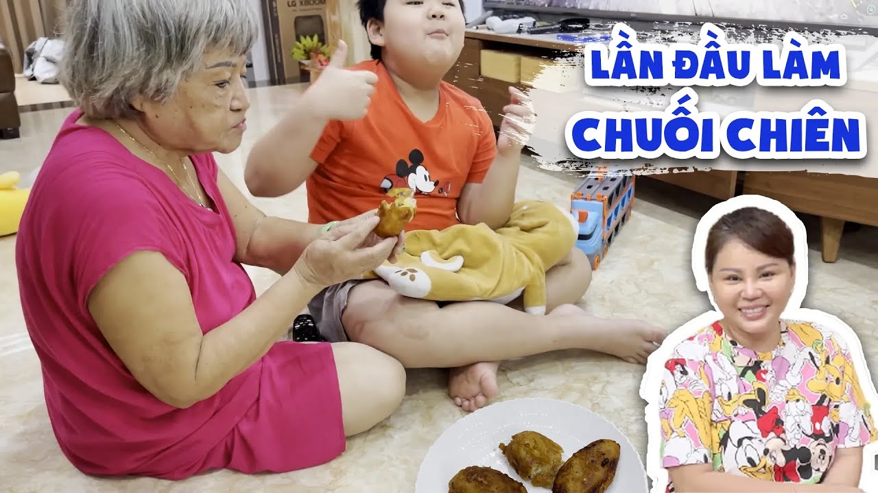Lê Giang vào bếp làm chuối chiên 
