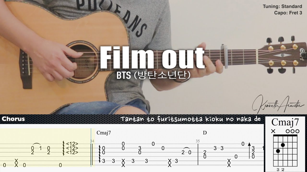 Film Out - BTS (방탄소년단) | Fingerstyle Guitar | TAB + Chords + Lyrics