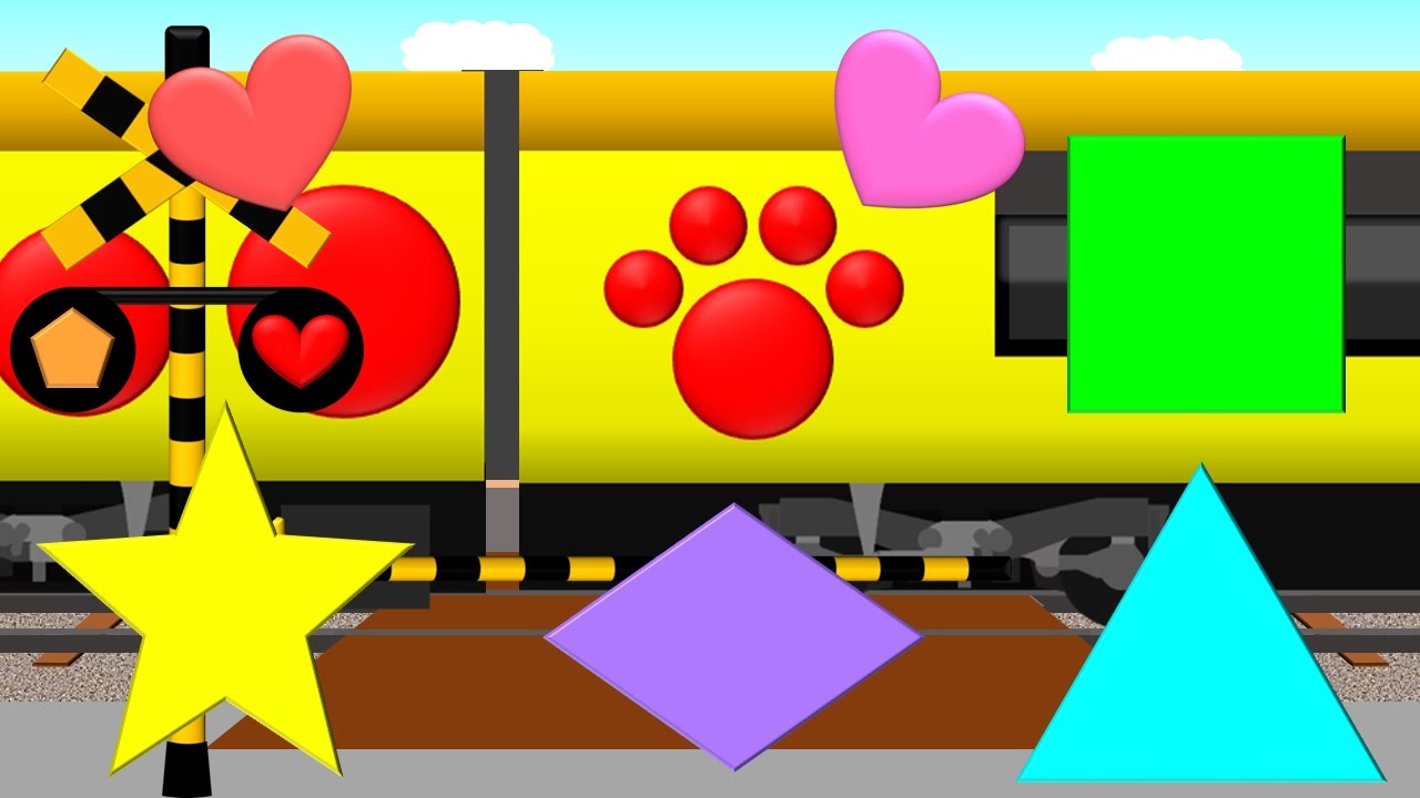 Learn shapes for Kids with railway crossing ｜ 変な音がする踏切電車アニメ