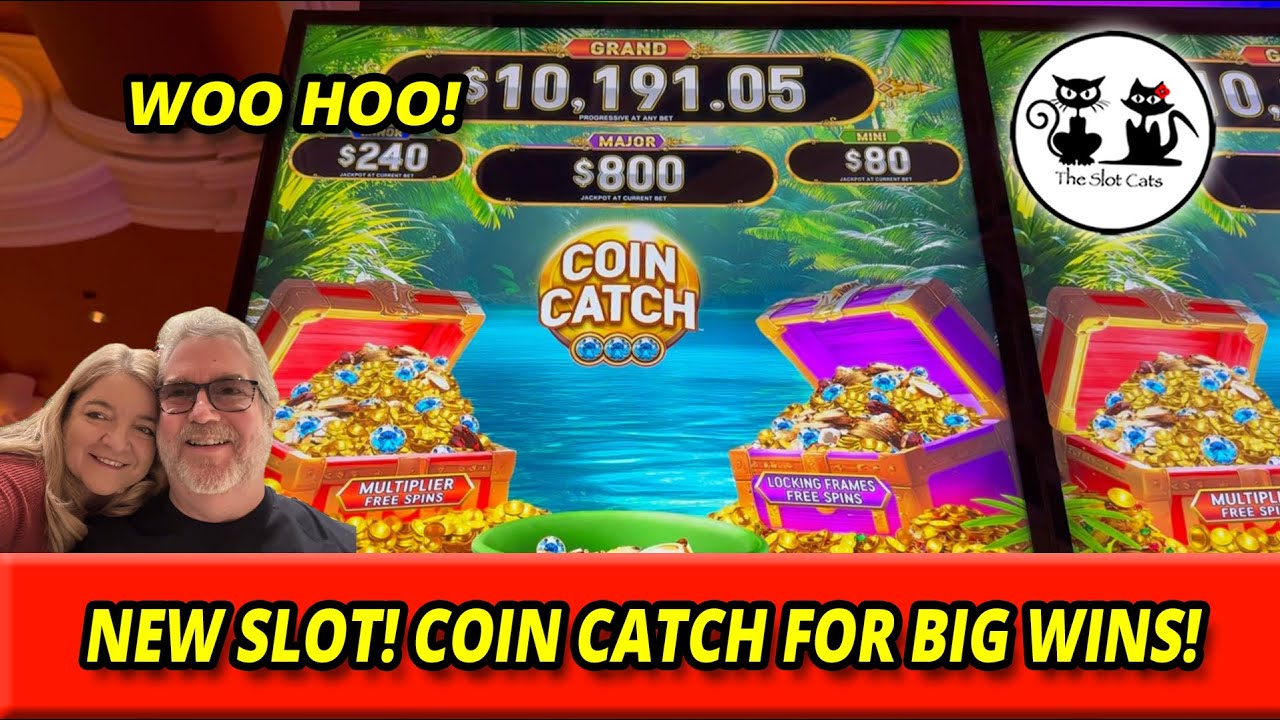 NEW SLOT COIN CATCH! WINNING BIG WITH MULTIPLE BONUSES ON FREE PLAY! #theslotcats