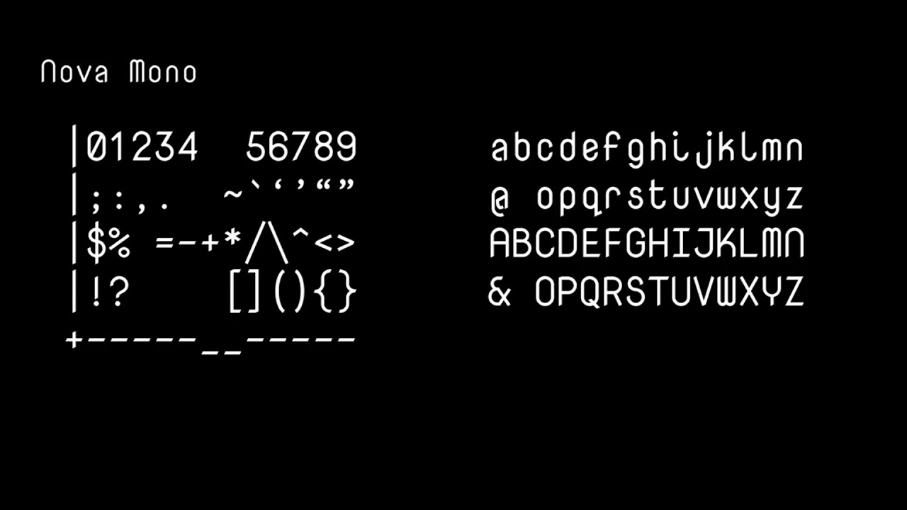 25 Monospaced fonts (comparing in a video, No sound)