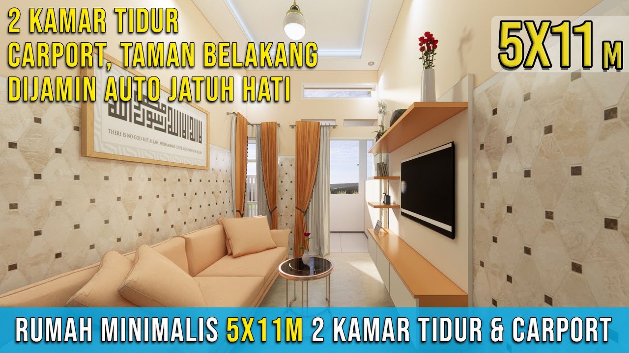 Rumah Minimalis 5x11 Meter ada Cartport dan Taman Belakang