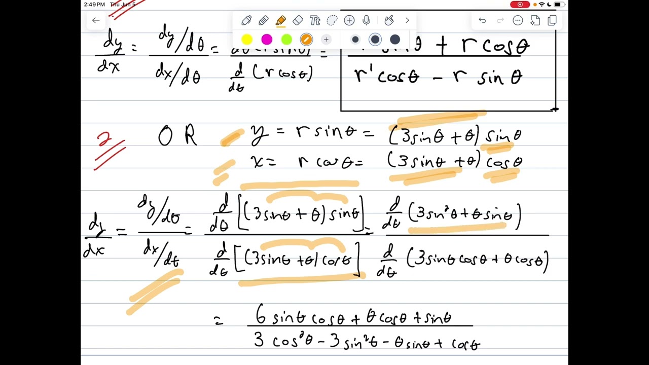 Finding the equation of tangent line of a polar function (Calculus 2)