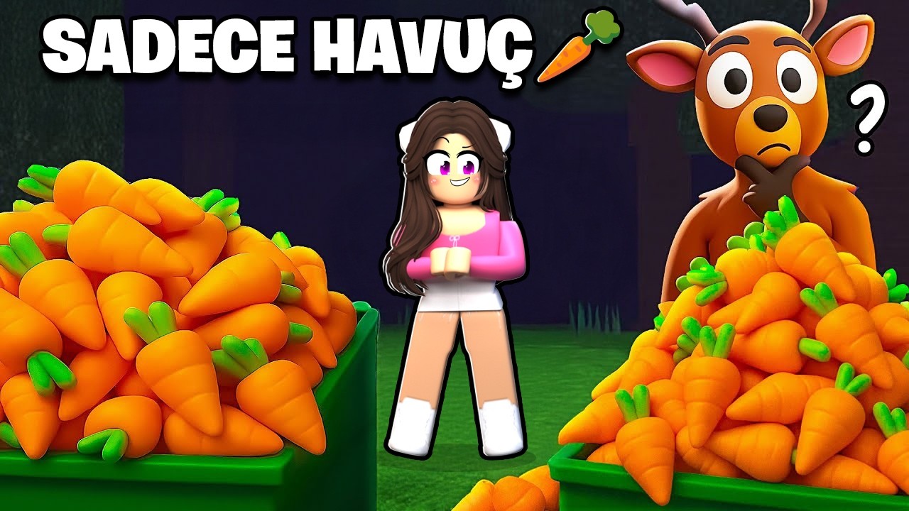99 GECE Ormanda SADECE HAVUÇ Yiyerek Hayatta Kalabilir miyim ? -Roblox