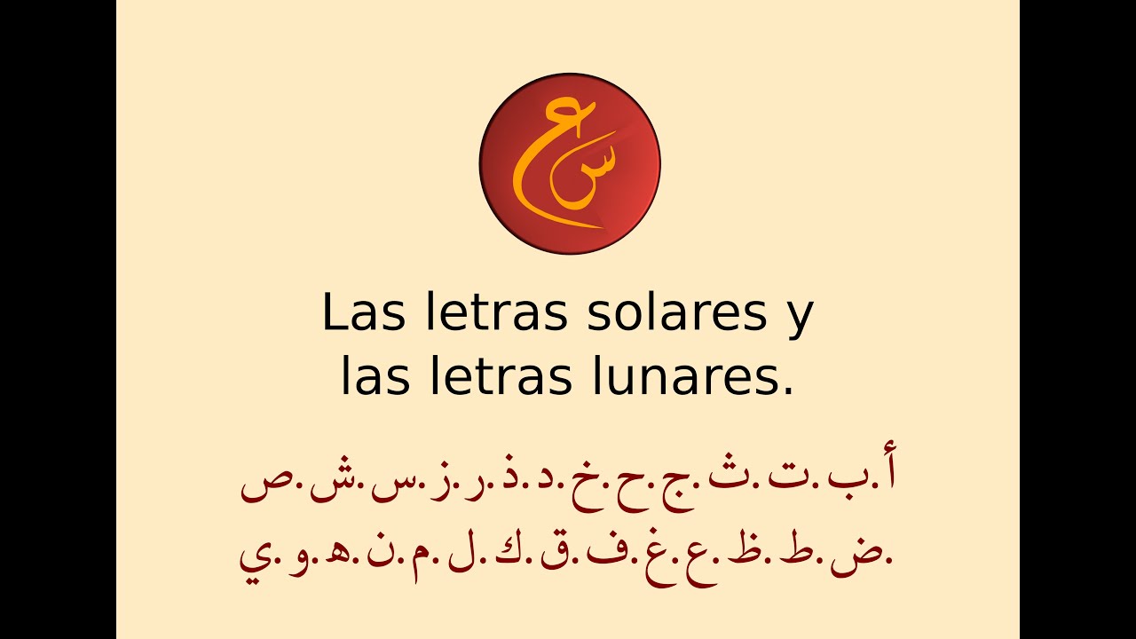 Las letras solares y las letras lunares. (Árabe básico.Lección 8.Fonética)