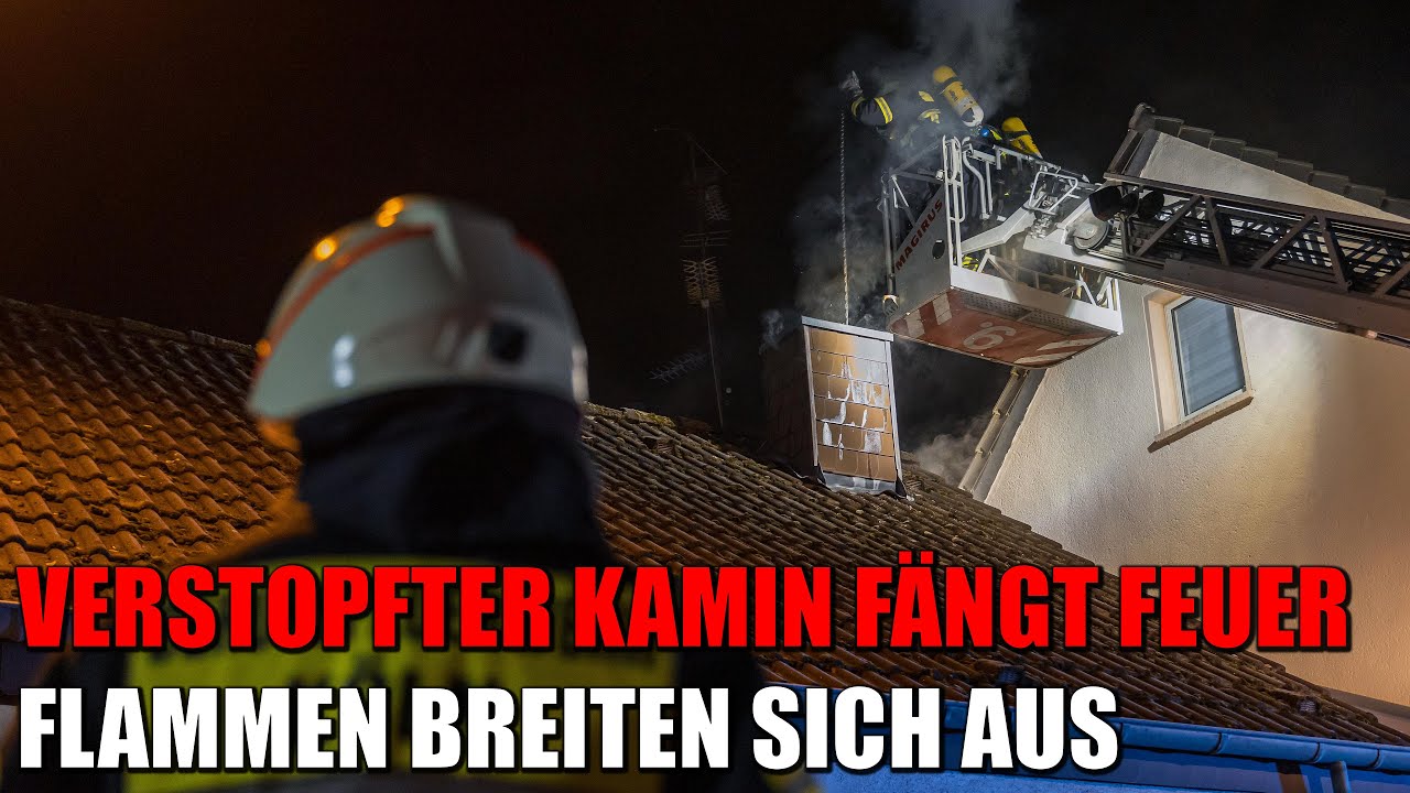 Kaminbrand in Köln - Ablagerungen fangen Feuer, Brand breitet sich auf Dachbalken aus | 14.12.2022