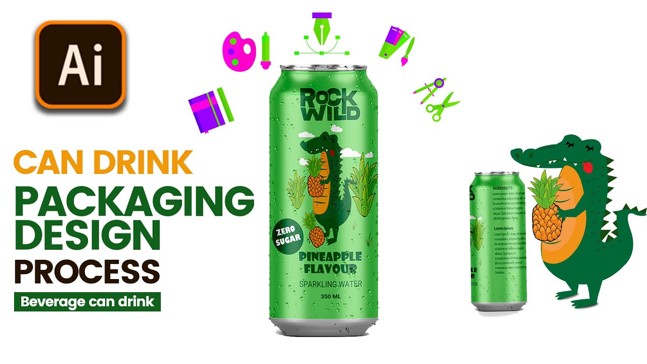 packaging design tutorial for a can drink in adobe illustrator