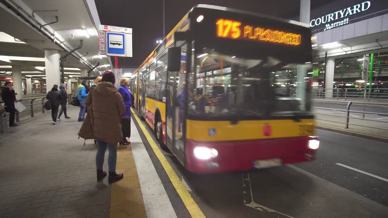 Poland, Warsaw, ride with bus No 175 from Airport to Central Station