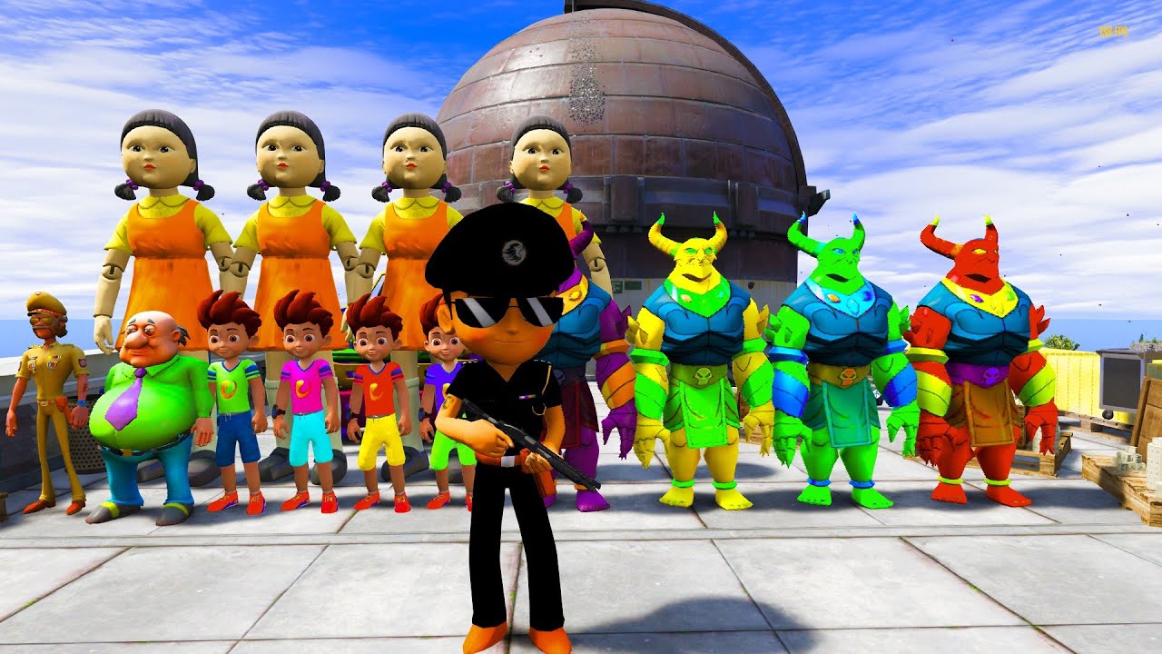Black Little Singham Play Hide And Seek With Motu Patlu Kicko And Kaal In GTA 5
