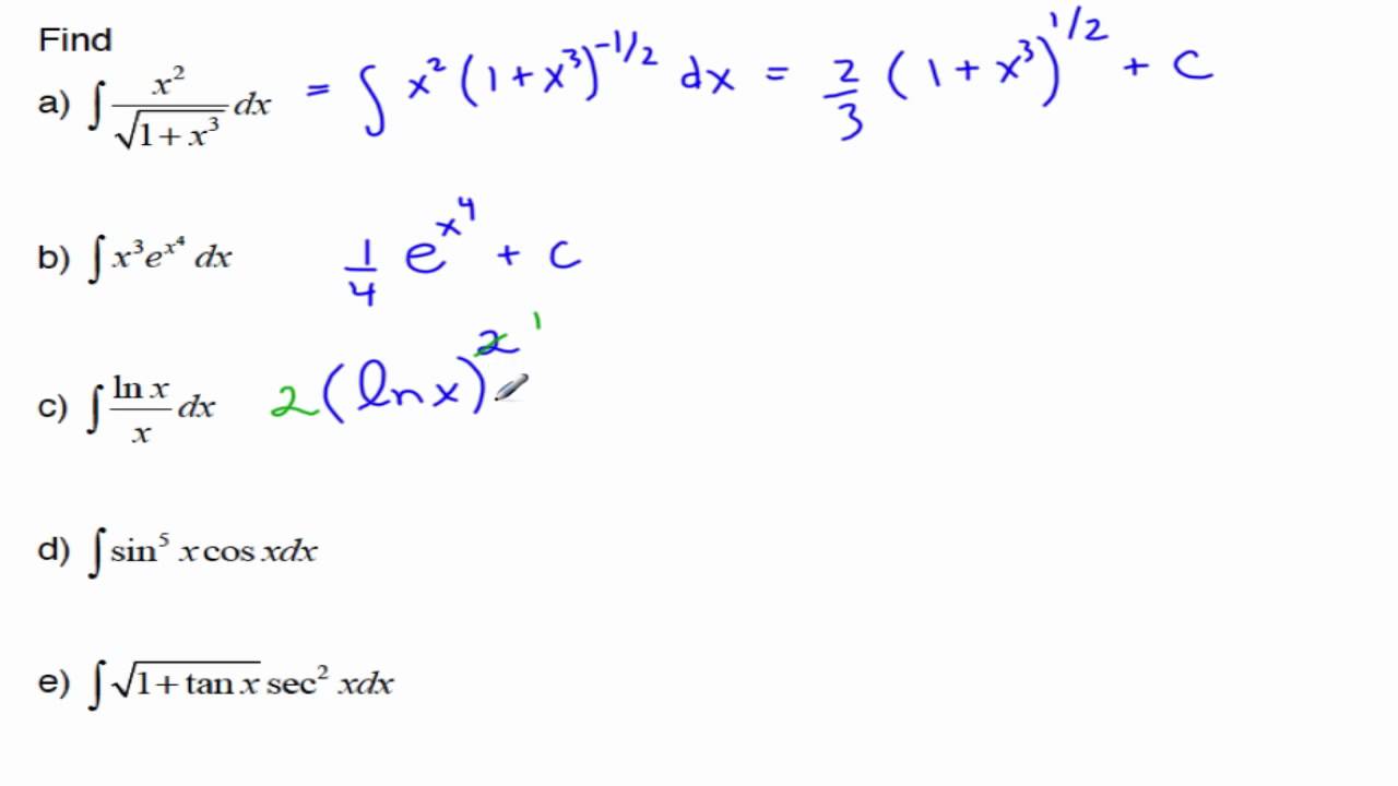 Integrals by inspection