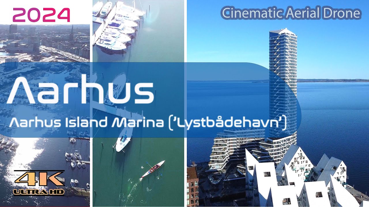 Aarhus Marina From Above - Aarhus - Aarhus Island - Aarhus Ø - Winter - 4K Aerial - Feb 2024