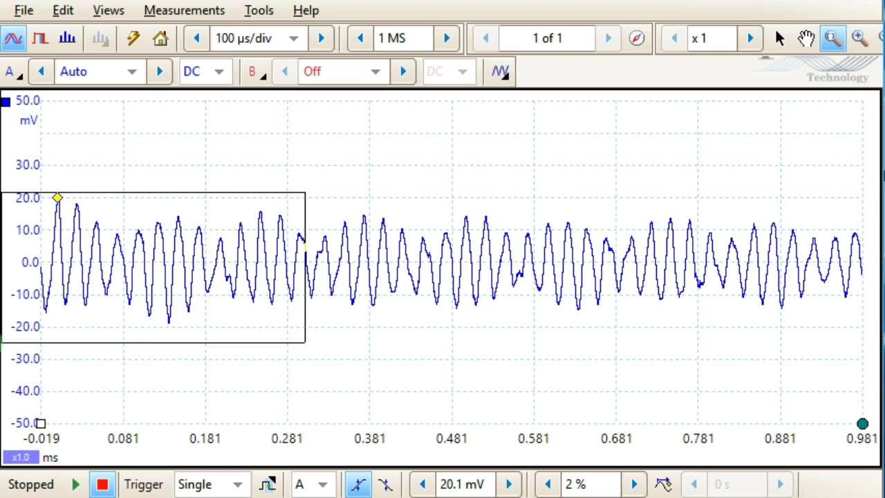 Learn Piezo Project 1C: Impulse resonance frequency of an ultrasonic cleaning transducer