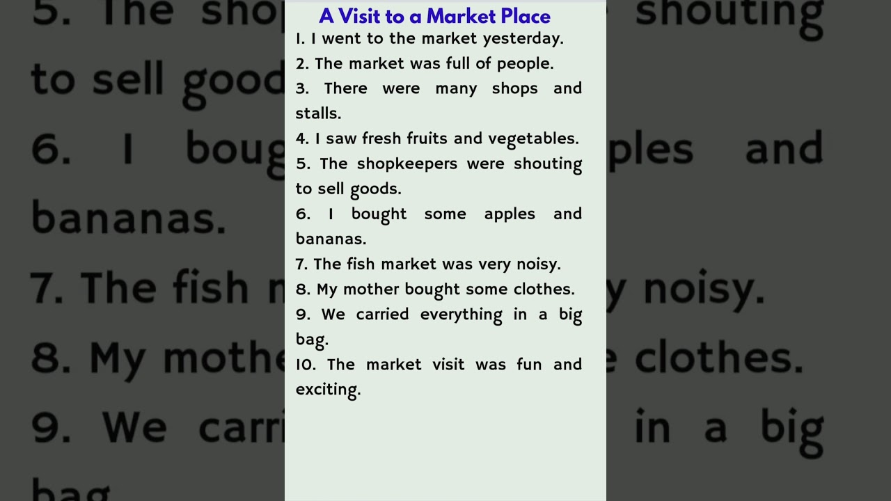 Make sentences on a visit to a market place/ Essay on a visit to a market place #10linesessay