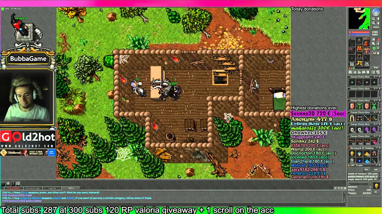 [Tibia] selling golden helmet to NPC