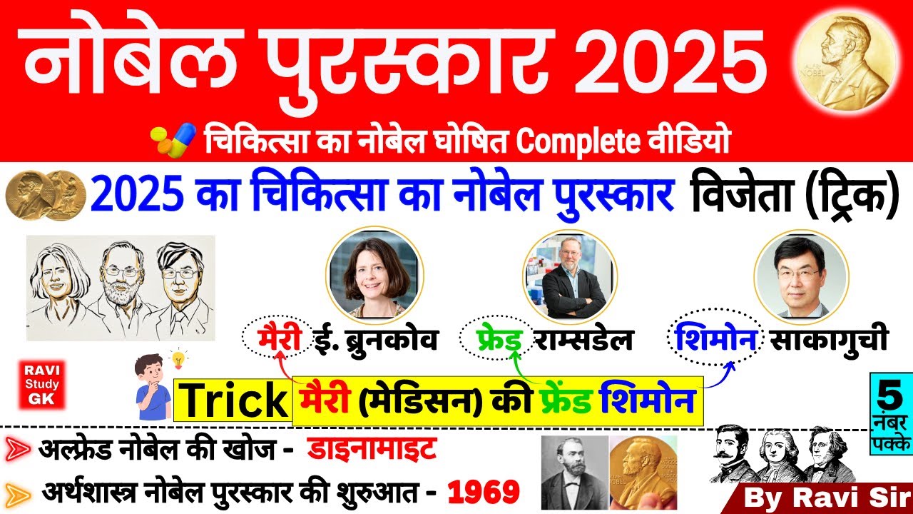 Nobel Prize 2025 | नोबेल पुरस्कार 2025 Trick | Nobel Prize 2025 important Questions | Nobel Prize GK