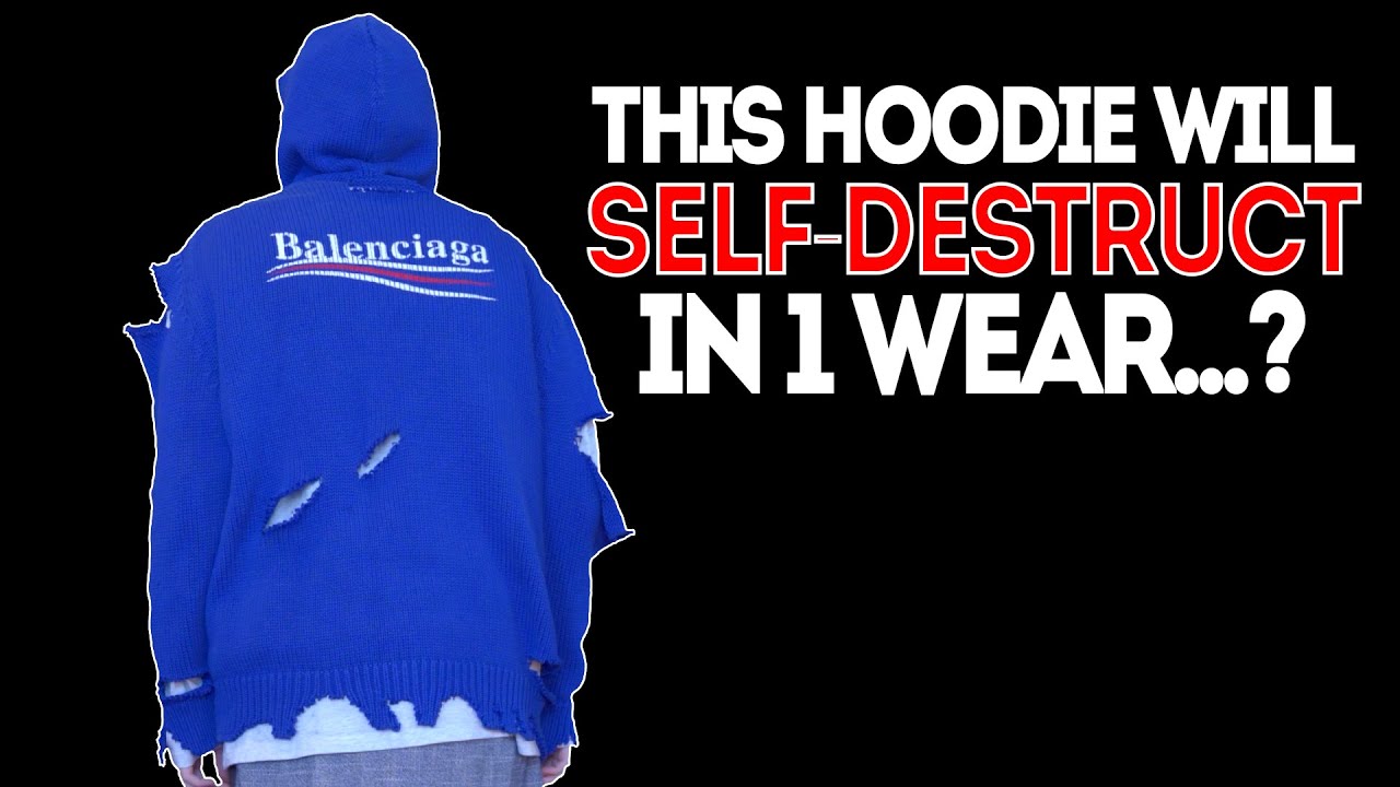 This DESTROYED Balenciaga hoodie SCARES ME! Distressed Campaign Knit Hoodie