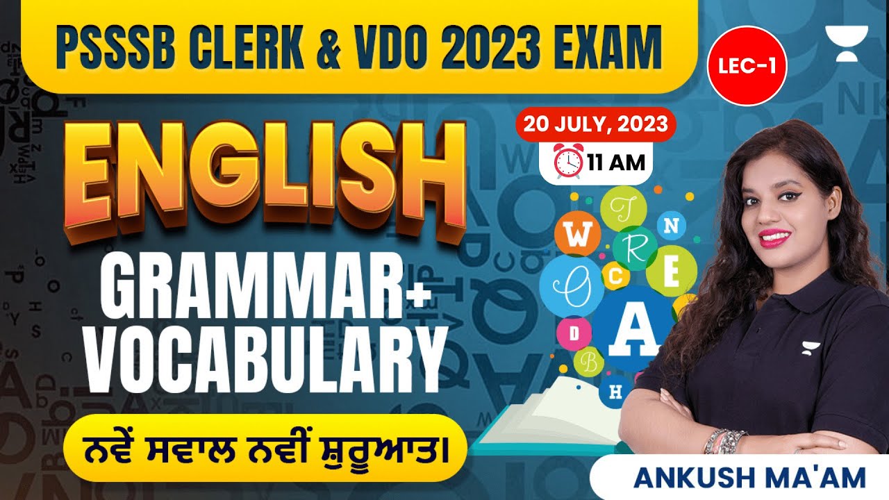 PSSSB Clerk I VDO exams 2023 I English Grammar I Ankush Gill