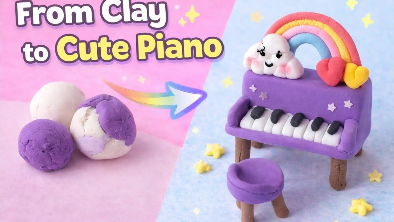 DIY Cute Clay Piano 🎹 | Easy Kawaii Air Dry Clay Craft