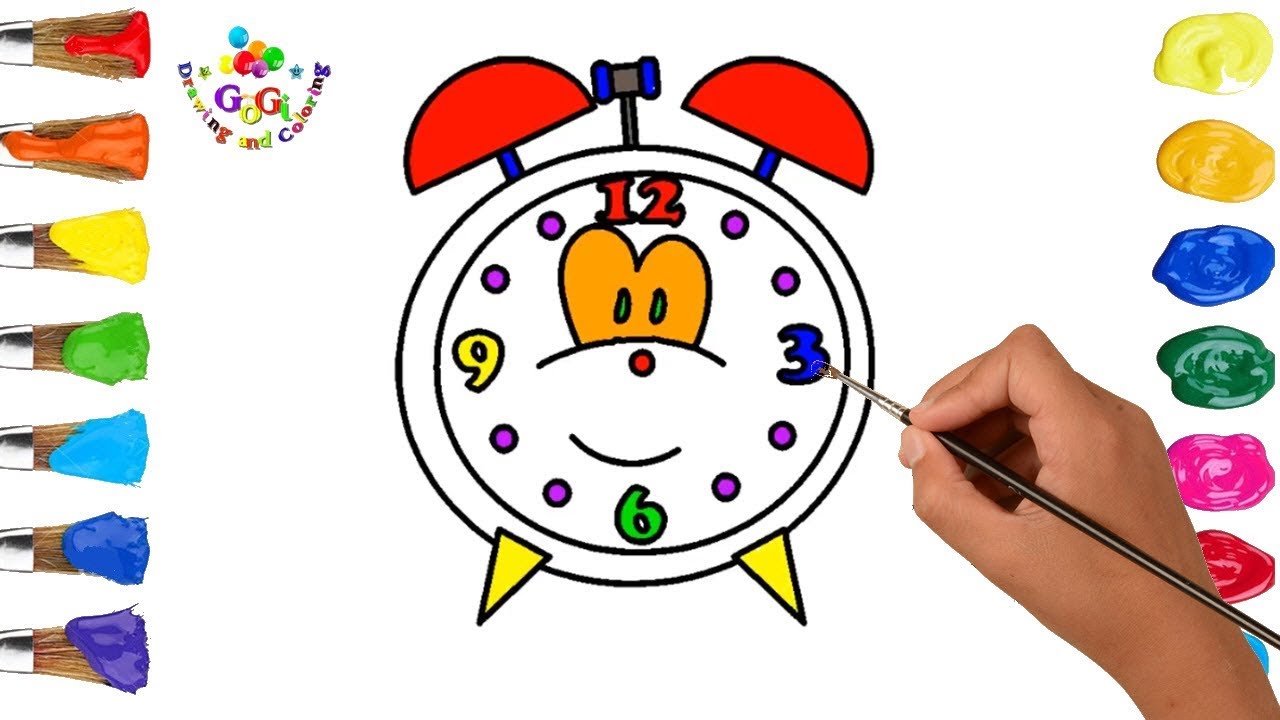 How to Draw Alarm Clock - Coloring Pages for Kids - Art Colours for Baby
