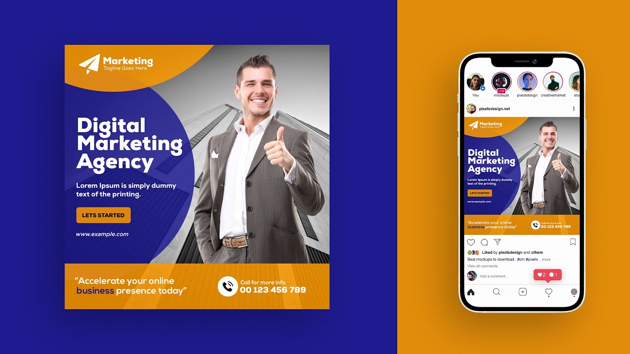 Social Media Banner Design For Digital Marketing Agency - Photoshop Tutorial