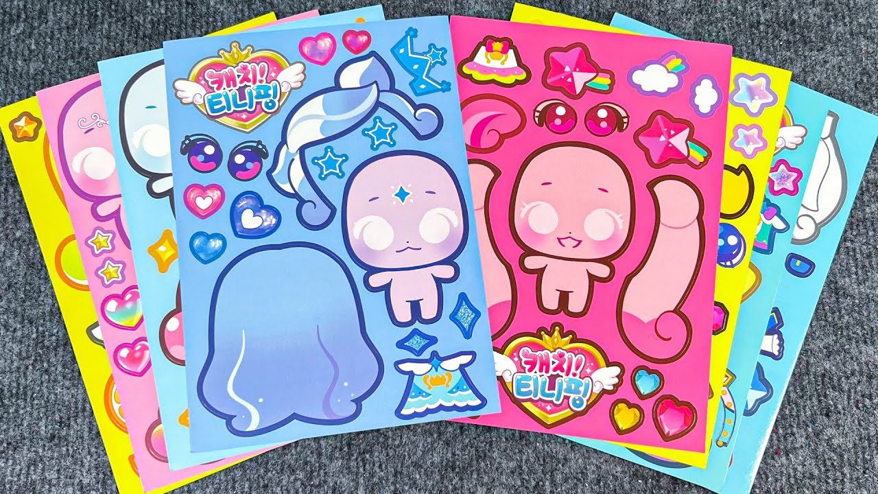 DIY Sticker Book💗Decorate with Sticker Book Rainbow Canvas,Teenieping💦스티커북으로 장식하기🌈StickerxCheskie