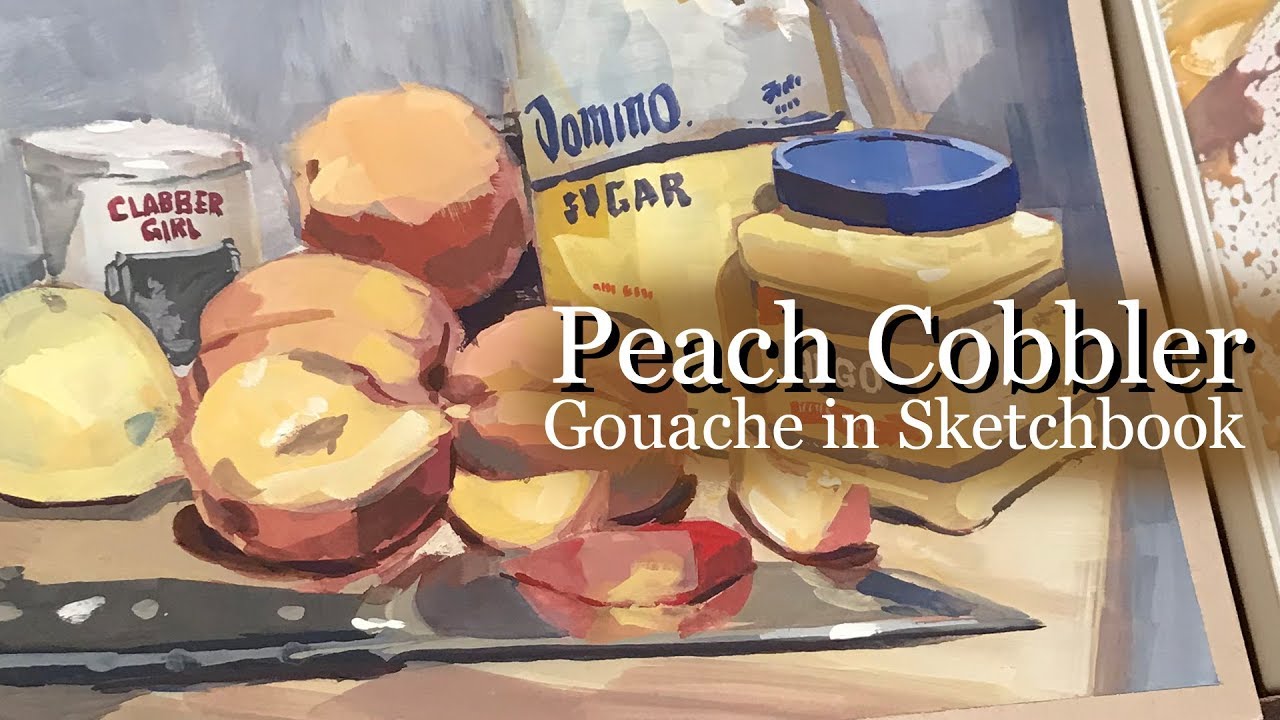 Peach Cobbler: Gouache in Toned Sketchbook