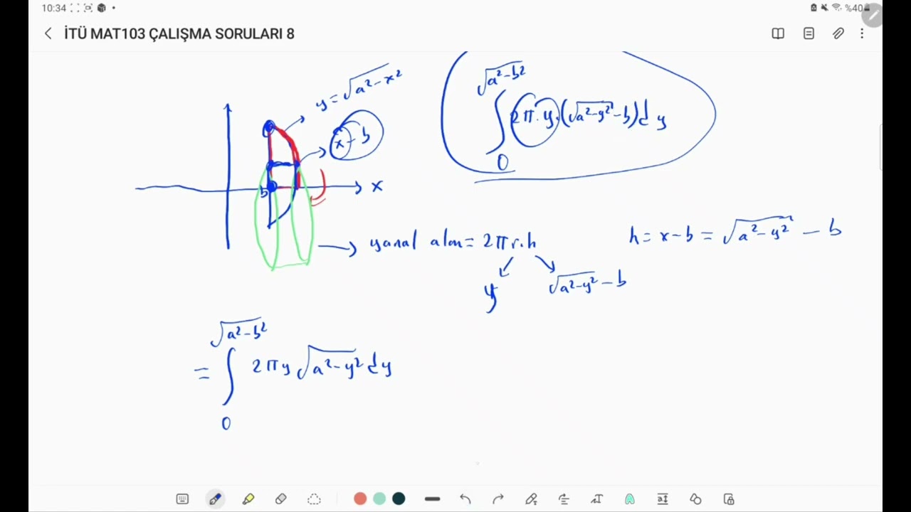 Matematik 1 &Ccedil;alışma Soruları 8(Part 1) (İntegral Uygulamaları)(hacim)