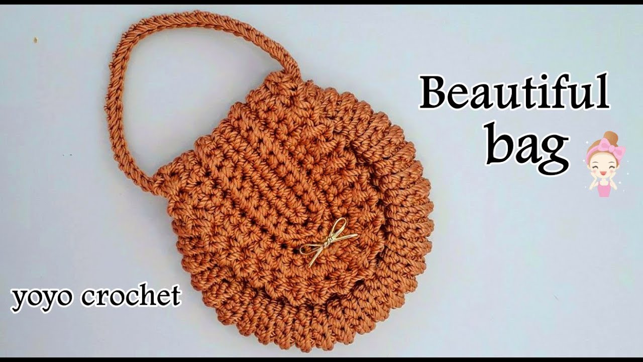 كروشية شنطة تصميم جديد !!! جميلة وسهلة للمبتدئين/ بخيط المكرميه Crochet a beautiful bag#يويو_كروشية